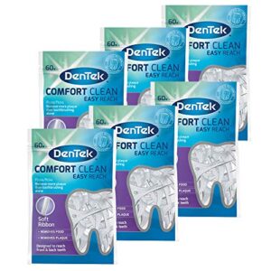dentek comfort clean easy reach silky y shaped floss picks for front & back teeth 6 x 60 pack (360)