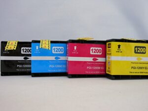 tsp saver replcaement pgi-1200 black cyan magenta yellow xl high yield ink cartridge for canon maxify mb2020 mb2120 mb2320 mb2720 4 pack (pgi1200-4pk)