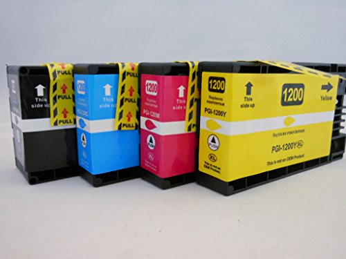 TSP Saver Replcaement PGI-1200 Black Cyan Magenta Yellow XL High Yield Ink Cartridge for Canon Maxify MB2020 MB2120 MB2320 MB2720 4 Pack (PGI1200-4PK)