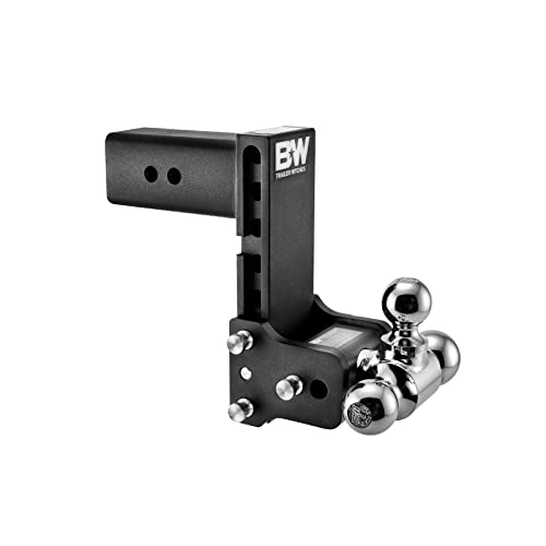 B&W Trailer Hitches Tow & Stow Adjustable Trailer Hitch Ball Mount - Fits 3" Receiver, Tri-Ball (1-7/8" x 2" x 2-5/16"), 7.5" Drop, 21,000 GTW - TS30049B