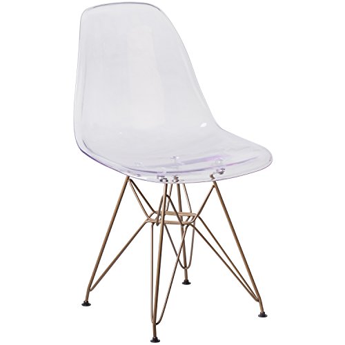 Flash Furniture Elon Series Ghost Chair with Gold Metal Base