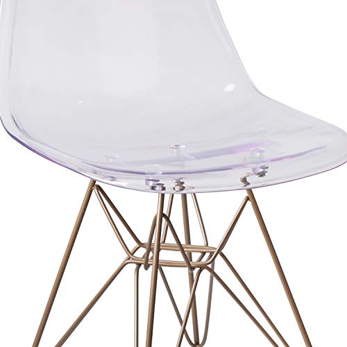 Flash Furniture Elon Series Ghost Chair with Gold Metal Base