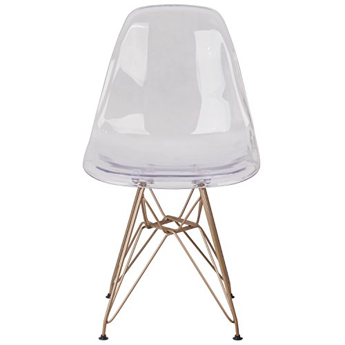 Flash Furniture Elon Series Ghost Chair with Gold Metal Base