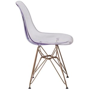 Flash Furniture Elon Series Ghost Chair with Gold Metal Base