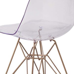 Flash Furniture Elon Series Ghost Chair with Gold Metal Base