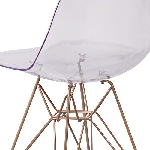 Flash Furniture Elon Series Ghost Chair with Gold Metal Base