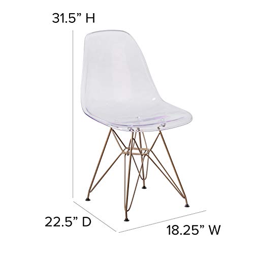 Flash Furniture Elon Series Ghost Chair with Gold Metal Base