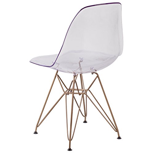 Flash Furniture Elon Series Ghost Chair with Gold Metal Base