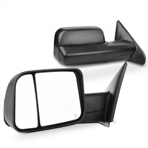 SCITOO Compatible fit for Towing Mirrors 2002-2008 for Dodge for Ram 1500 2003-2009 for Dodge for Ram 2500 3500 Pickup Power Heated Passenger Driver Side View Pair Mirrors