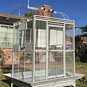 4 Size, Castle PlayTop Parrot Cage for Large Macaws Cockatoos African Grey Amazon (40" x 30" x 72"H White Vein)