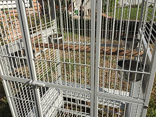 4 Size, Castle PlayTop Parrot Cage for Large Macaws Cockatoos African Grey Amazon (40" x 30" x 72"H White Vein)