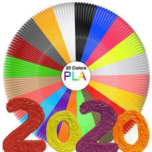 3d pen filament refills(20 colors,10 feet each) total 200 feet,pla filament 1.75mm,pla 3d printing pen filament 3d pen for kids,no stuck, non-toxic and odorless,not fit for 3doodler pen