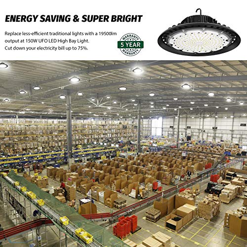 ANTLUX UFO LED High Bay Light, 200W (800W HID/HPS Replacement), 24000LM, 5000K, IP65 Waterproof, US Plug, LED Warehouse Lights, Industrial Workshop High Bay LED Lighting Fixtures