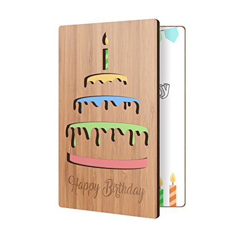 Happy Birthday Card by HeartSpace, Birthday Frosting Design: Premium Wooden Greeting Cards Handmade From Sustainable Real Bamboo Wood