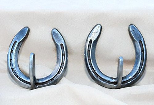 Rustic Horseshoe Towel Hooks for Bathrooms, Key Holder for Wall, Coat Rack Wall Mount - Full Hook Horseshoe Hanger - 2 Hooks - 16 Nails - The Heritage Forge