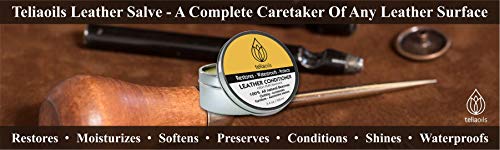 Teliaoils Leather Conditioner - Natural Clear Leather Repair Care Balm for Any Kind- Waterproofing Leather Salve Restorer, Softener & Protector - for Upholstery, Furniture, Shoes, Sofa & More