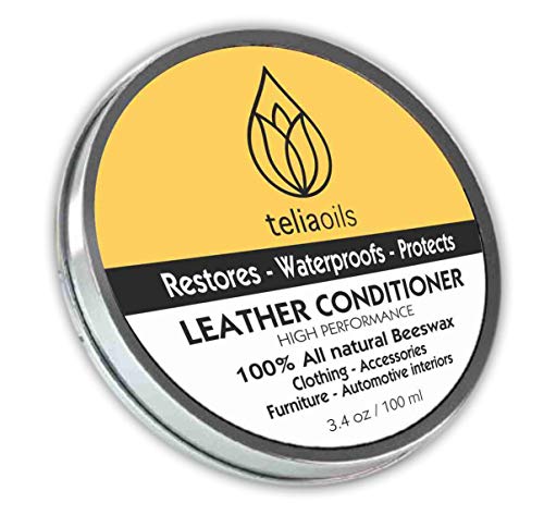 Teliaoils Leather Conditioner - Natural Clear Leather Repair Care Balm for Any Kind- Waterproofing Leather Salve Restorer, Softener & Protector - for Upholstery, Furniture, Shoes, Sofa & More