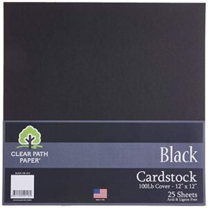 black cardstock - 12 x 12 inch - 100lb cover - 25 sheets