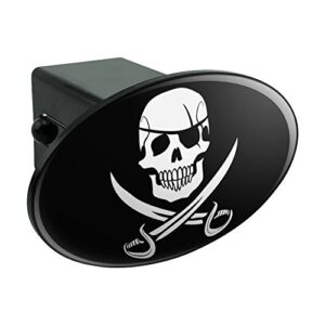 pirate skull crossed swords jolly roger oval tow trailer hitch cover plug insert