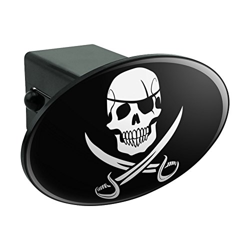 Pirate Skull Crossed Swords Jolly Roger Oval Tow Trailer Hitch Cover Plug Insert