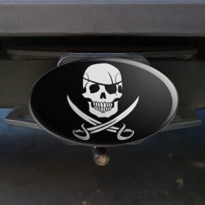 Pirate Skull Crossed Swords Jolly Roger Oval Tow Trailer Hitch Cover Plug Insert