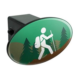 hiker hiking symbol mountain nature oval tow trailer hitch cover plug insert