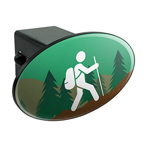 Hiker Hiking Symbol Mountain Nature Oval Tow Trailer Hitch Cover Plug Insert