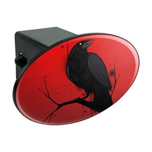 crow on branch oval tow trailer hitch cover plug insert