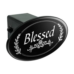 blessed halo on black oval tow trailer hitch cover plug insert
