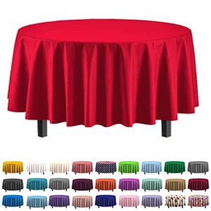 Exquisite 6-Pack Premium Plastic Tablecloth 84in. Round Plastic Table Cover - Red