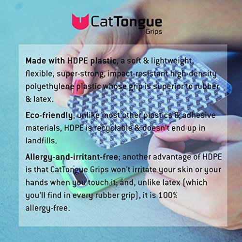 Non-Abrasive Cell Phone Grip by CatTongue - 2.25” x 4” Non Slip Grip for Smartphones Compatible with iPhone and Android, Universal Grip with No Added Bulk (Kitty Cat, Midnight)