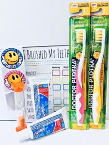 mouthwatchers dr plotkas extra soft kids toothbrush, manual flossing toothbrushes gift set, ultra clean toothbrush, 2 childrens toothbrushes
