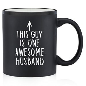one awesome husband funny coffee mug - anniversary & birthday gifts for husband, men, him - best husband gifts from wife, her - bday present idea - fun husband mug, cool novelty cup (matte black)
