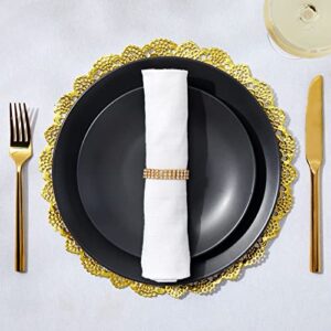 Juvale 60 Pack Round Paper Placemats for Dining Table, Formal Events, Decorative Gold Lace Paper Doilies, Bulk Disposable Charger Plates for Cakes, Desserts, and Baked Goods (12 in)