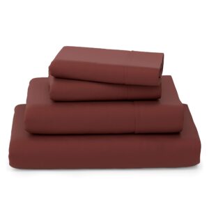 cosy house collection luxury bamboo sheets - blend of rayon derived from bamboo - cooling & breathable, silky soft, 16-inch deep pockets - 4-piece bedding set - cal king, burgundy