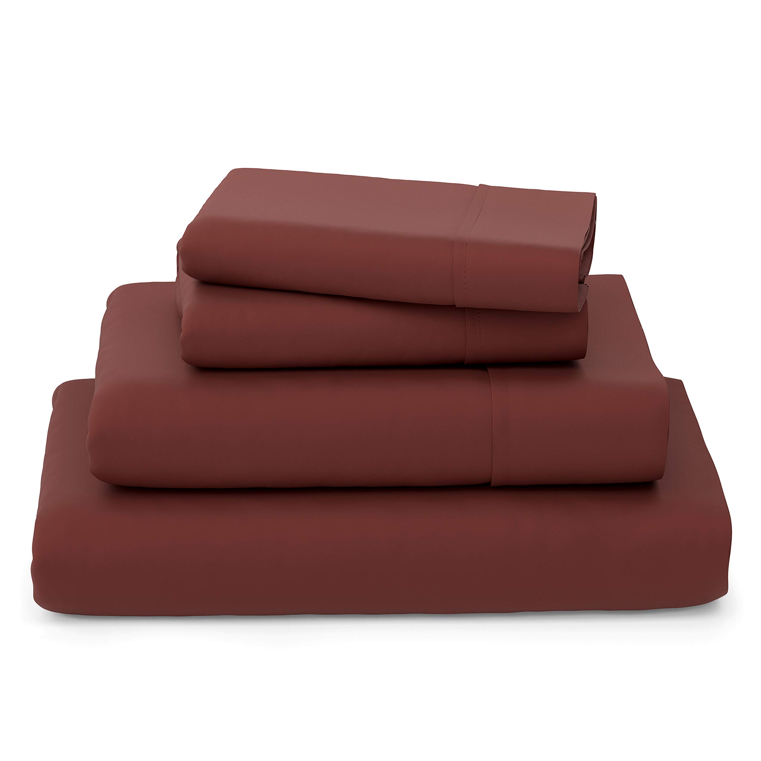 Cosy House Collection Luxury Bamboo Sheets - Blend of Rayon Derived from Bamboo - Cooling & Breathable, Silky Soft, 16-Inch Deep Pockets - 4-Piece Bedding Set - Cal King, Burgundy