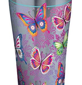 Tervis Butterfly Motif Stainless Steel Tumbler with Clear Lid 20oz, Silver