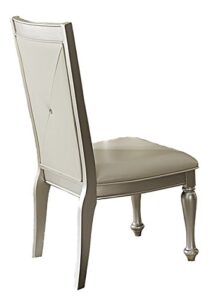 homelegance celandine crystal button tufted dining chair, set of 2, pearl white