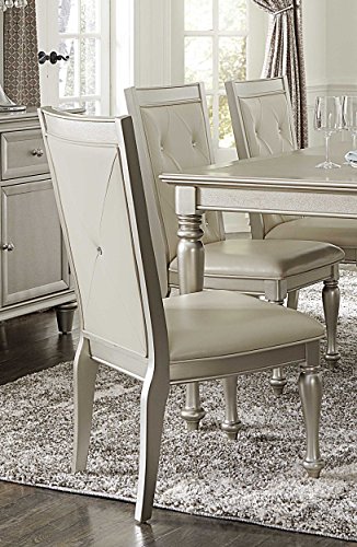 Homelegance Celandine Crystal Button Tufted Dining Chair, Set of 2, Pearl White