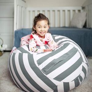 Wekapo Stuffed Animal Storage Bean Bag Chair Cover for Kids | Stuffable Zipper Beanbag for Organizing Children Plush Toys Large Premium Cotton Canvas