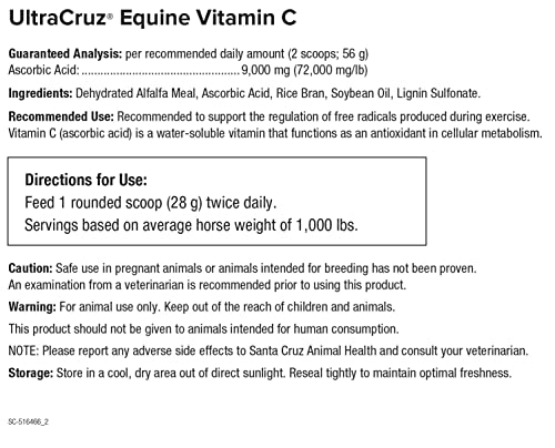 UltraCruz-516466 Equine Vitamin C (Ascorbic Acid) Supplement for Horses, 10 lb, Pellet (80 Day Supply)