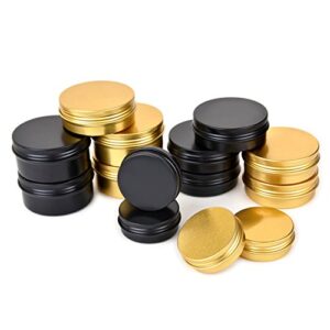 LIYAR TMO 3oz 90g Aluminum Tins Round Metal Tin Container Screw Top Steel Tin Cans Cosmetic Sample Containers Tea Cans Bulk Food Storage Metal Steel Tin Jars Candle Travel Tins(Black,10 Pack)