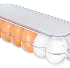 Kitchen Spaces KSEG12-AMZ Egg Tray 14pc Stackable Food Storage Organizer for Refrigerator, 14.5" x 3" x 4.5", Clear