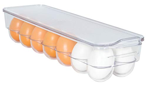 Kitchen Spaces KSEG12-AMZ Egg Tray 14pc Stackable Food Storage Organizer for Refrigerator, 14.5" x 3" x 4.5", Clear