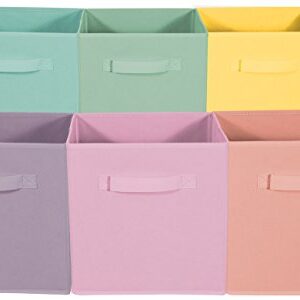 Sorbus 11 Inch Fabric Storage Cubes- Sturdy Collapsible Storage Bins with Dual Handles - Foldable Baskets for Organizing -Decorative Storage Baskets for Shelves | Home & Office Use- 6Pack| Multi-Color