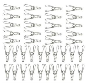 home-x clothes pins 40 pack, metal pins, multi-purpose stainless steel wire, cord clothes pins utility clips, hooks for home/office-2 inch