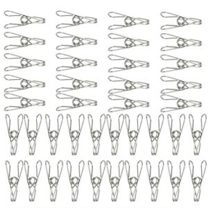 Home-X Clothes Pins 40 Pack, Metal Pins, Multi-Purpose Stainless Steel Wire, Cord Clothes Pins Utility Clips, Hooks for Home/Office-2 inch