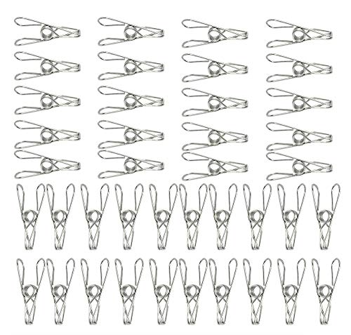 Home-X Clothes Pins 40 Pack, Metal Pins, Multi-Purpose Stainless Steel Wire, Cord Clothes Pins Utility Clips, Hooks for Home/Office-2 inch