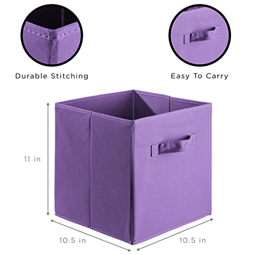 Sorbus® 11 Inch Cube Storage Organizer Bins - 6 Pack - Foldable Storage Cubes - Rectangular Shelf Basket - Great for Nursery, Playroom, Closet, Home Organization (Pastel Purple)