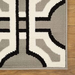 Modern Geometric Ultra-Soft Indoor Area Rug or Runner, with Jute Backing, Anti-Static, for Entryway, Living Room, Kitchen, Bedroom, 8' x 10', Gray
